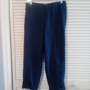 JJILL "Love Linen" rolled cuff straight leg pants. PS
